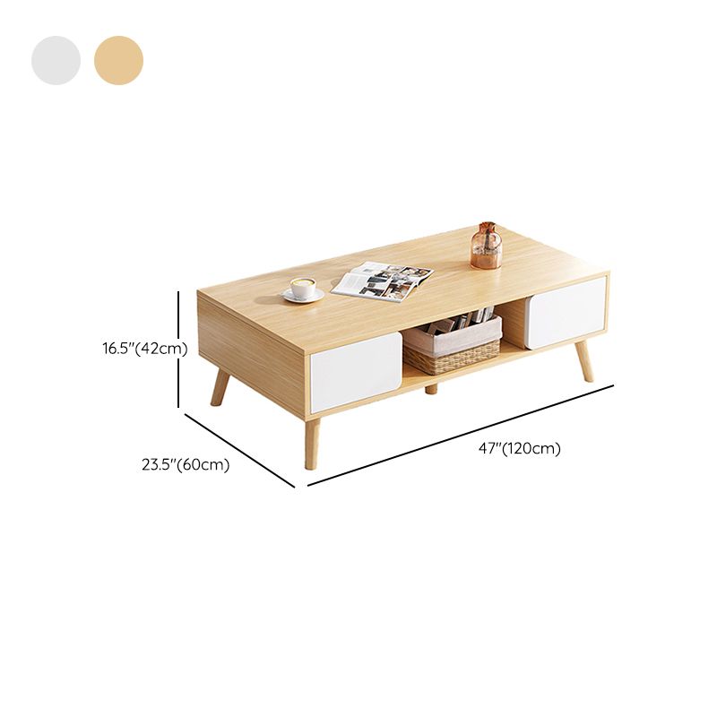 Wood Coffee Table Modern Single Coffee Table with with Storage Drawers