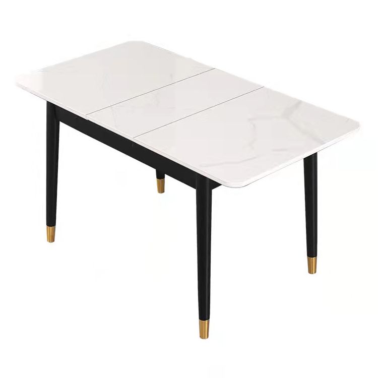 Table de salle à manger rectangulaire contemporaine Table de salle à manger en pierre frittée avec 4 pieds noirs