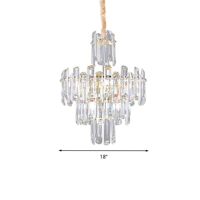3 niveles Candelier de cristal biselado Luz de luz contemporánea 8/12 luces claras luz de techo colgante