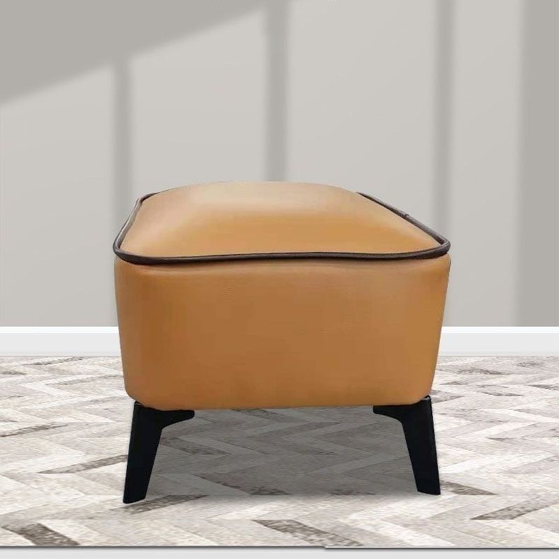 Mid Century Modern Pouf Ottoman Faux Leather Rectangle Ottoman with Chair Legs