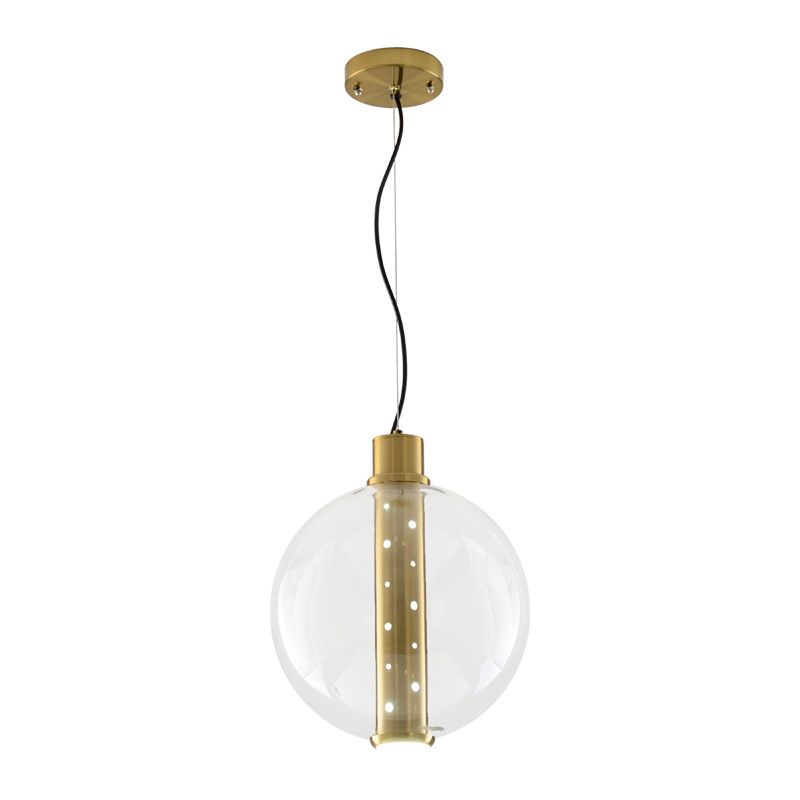 Globe Clear Glass Pendant Lighting Minimalist 1 Light Gold LED Hanging Lamp for Bedroom