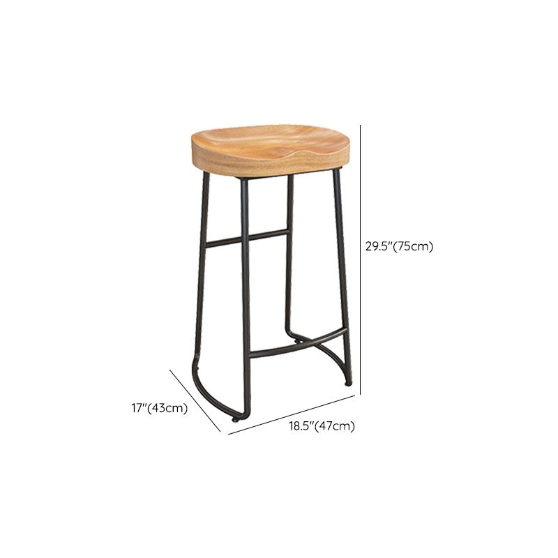 Contemporary Dining Stool Solid Wood Bar Stool with Footrest