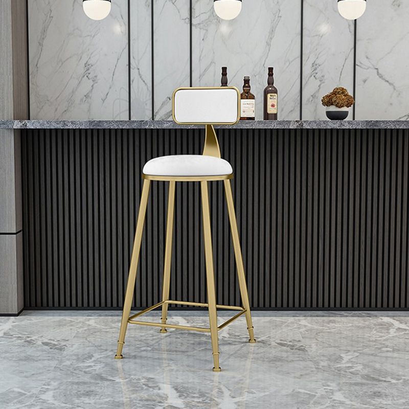 Glam Metal Upholstered Barstool Indoor Bar Stool With Cushion and Iron Legs