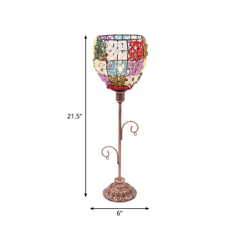 Luz de campanilla de cuentas de acrílico/estrella/cono nocturno marroquí 1 iluminación de mesa de dormitorio ligero con tapa abierta en cobre