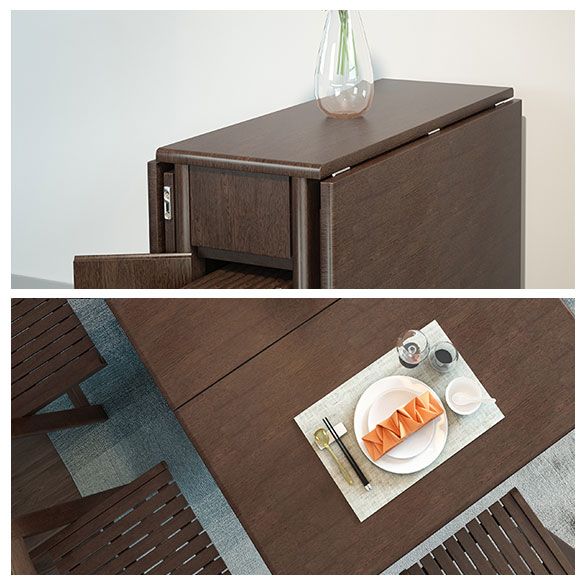 Mid-Century Modern Esstisch Brauner Klapp-Esstisch aus massivem Holz (nur Tisch)