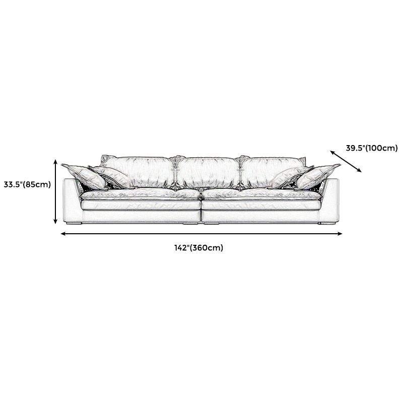 Black Stain Resistant Contemporary Faux Leather Square Arm Sofa with Bolster Pillows