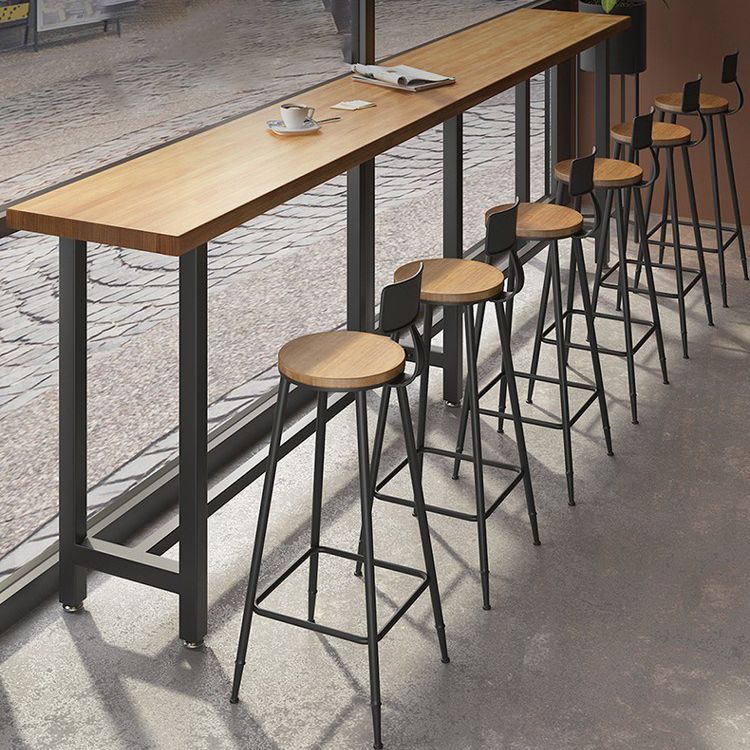 Modern 1/7 Pieces Bar Table Set Rectangle Wood Counter Table for Milk Tea Shop