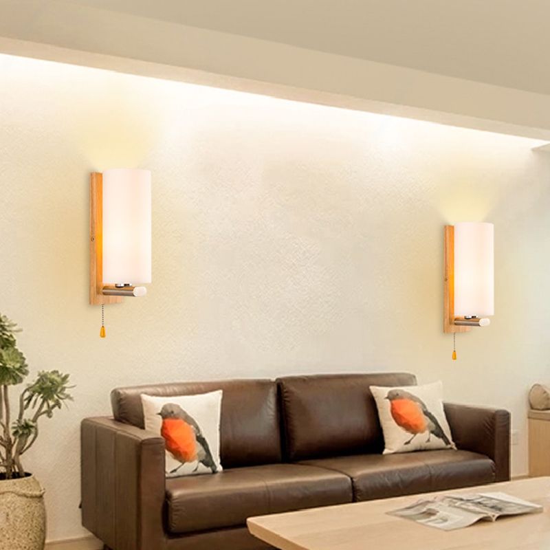 Cilindro de la sala de estar accesorio de iluminación de pared de vidrio Iluminación de pared moderna en blanco