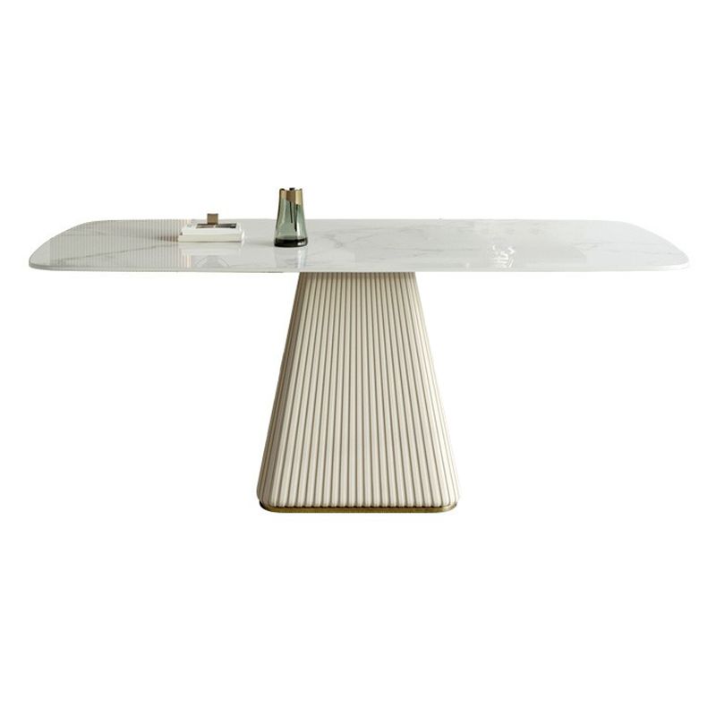 White Dinette Set with Leather Chairs 1/4/5 Pcs Modern Rectangle Dining Table Set