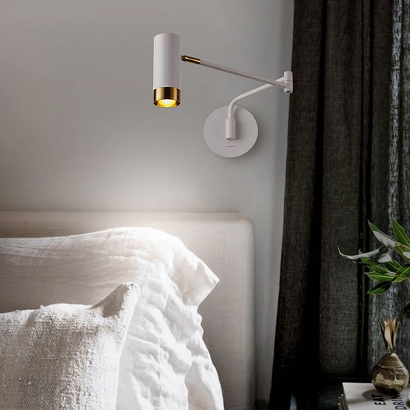 Black/White Single Modern Wall Mounted Sconce Metal Wall Light for Bedroom