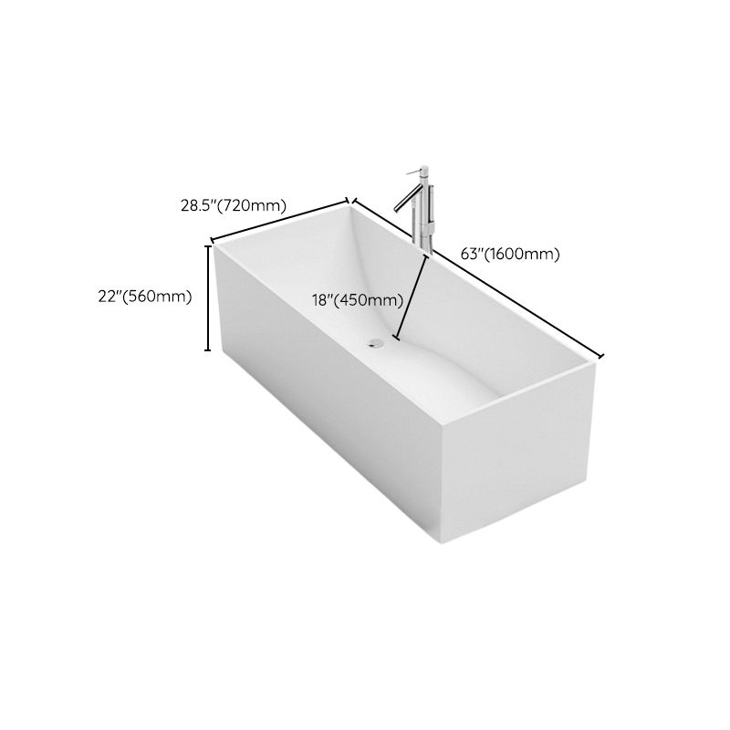Modern Freestanding Bathtub Stone Rectangle White Soaking Bath Tub