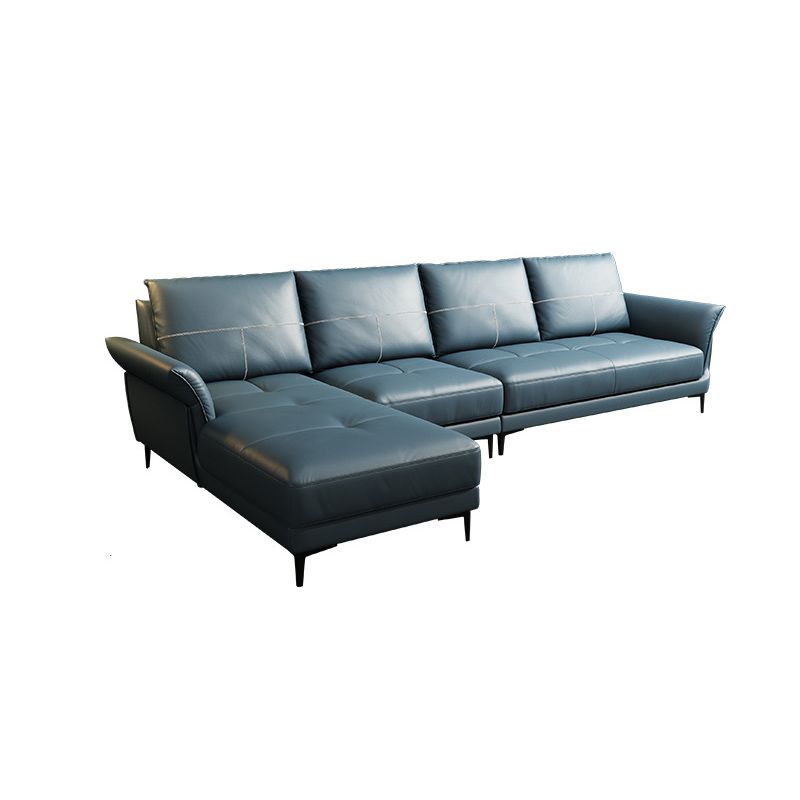 Azure Cushion Back Modern Living Room L-Shape Stationary Sofa & Chaise