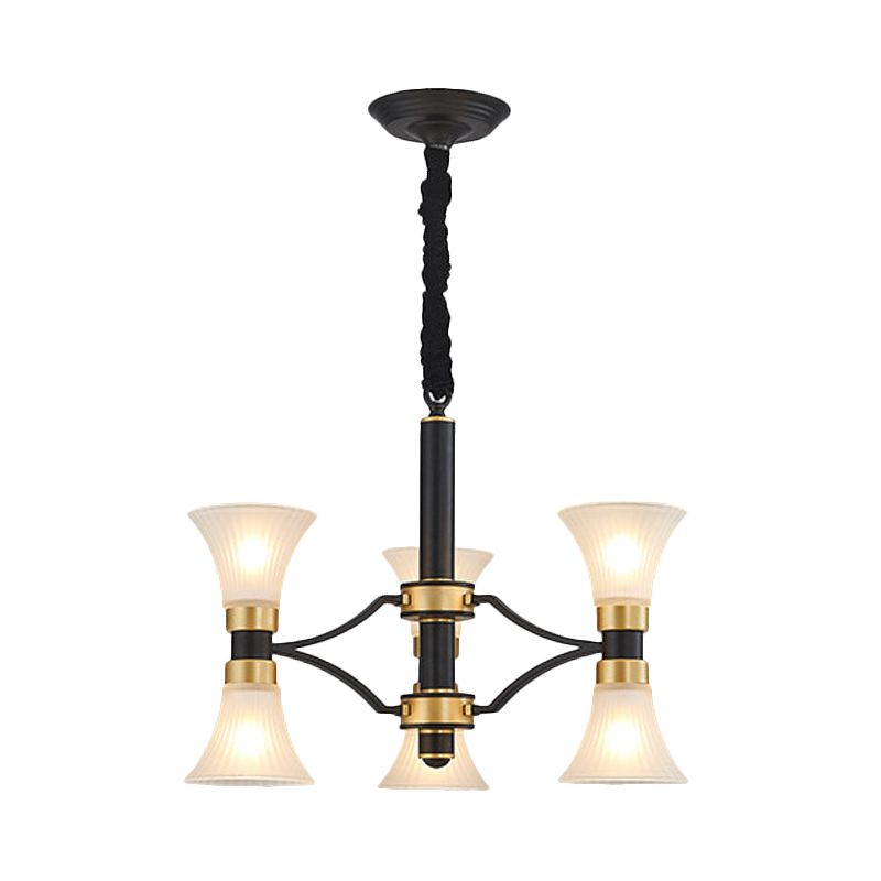 Pendre suspension à suspension évasée blanche 6/12/16 Lumières Chandelier moderne en noir et or