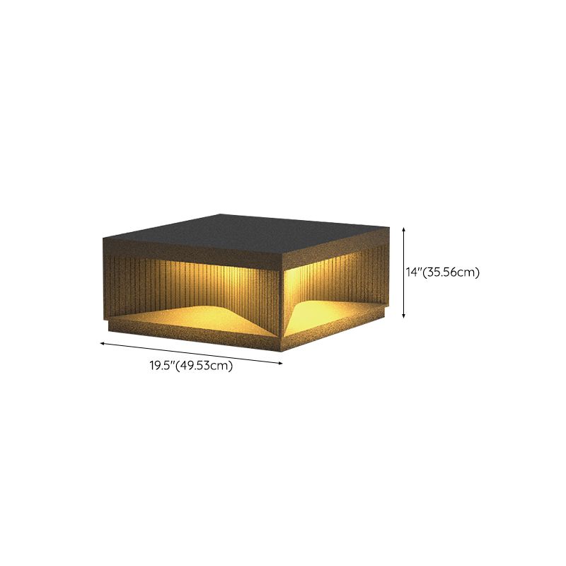 Contemporary Metal Square Shape Outdoor Waterproof Light with Acrylic Shade in Black
