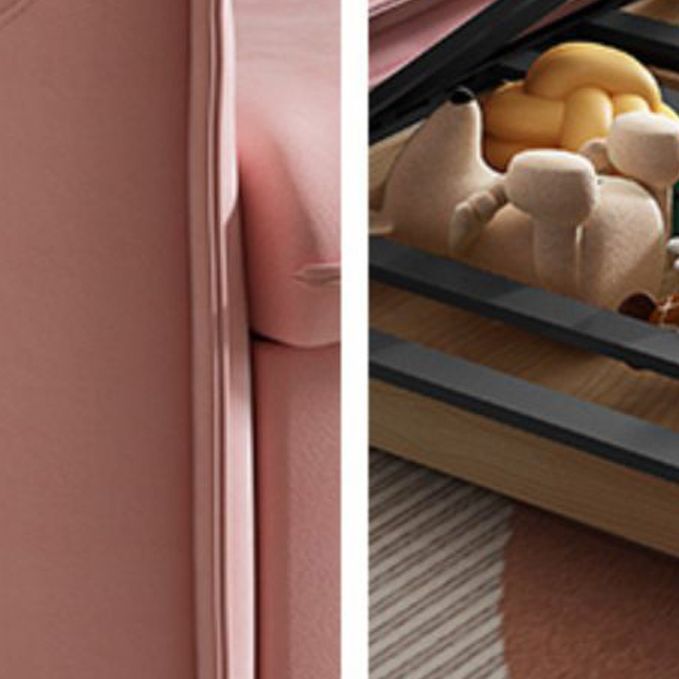 Pink Pillow Back Loveseat Foldable Sleeper Sofa with Storage