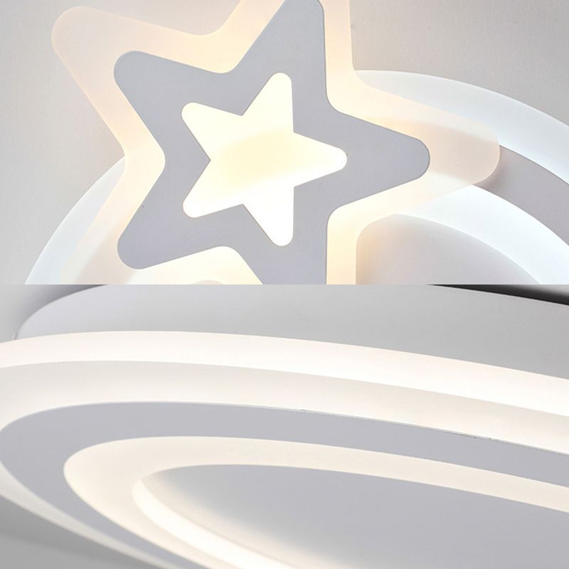 Plafonnier LED en forme de cercle de Style Simple, plafonnier blanc en acrylique avec étoile, idéal pour un hôtel de maternelle