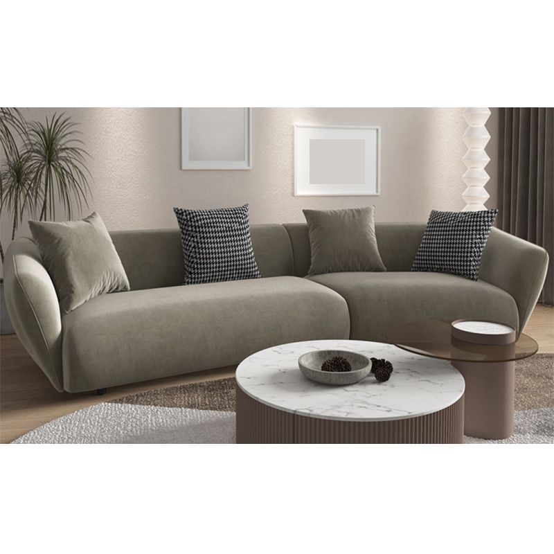 Dark Gray Flared Arm Sectional Contemporary Tight Back Curved Sofa for Living Room