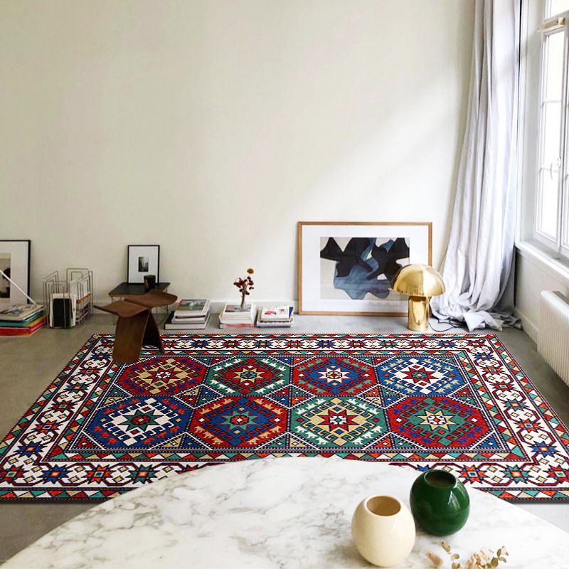 Tapis marocain de la zone marocaine aux couleurs vives Traditionnel Polyester imprimé à imprimé floral Tapis de support sans glissement pour salon