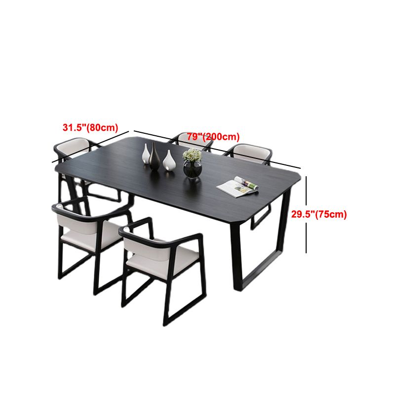 Simplicity Style Dining Table Solid Wood Black Dinette Table for Home and Kitchen