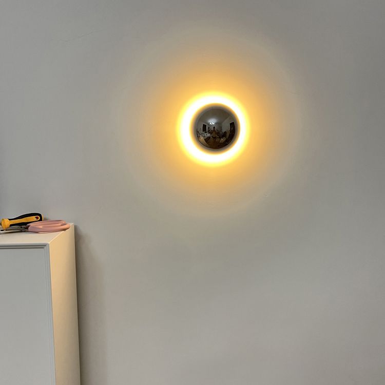 Ball Shape Wall Mount Lamp Modern Style Metal 1 Light Sconce Lamp in Chrome