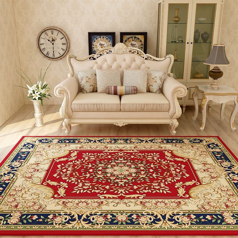 Multi-Colored Moroccan Rug Synthetics Jacquard Pattern Rug Washable Stain Resistant Non-Slip Carpet for Lounge