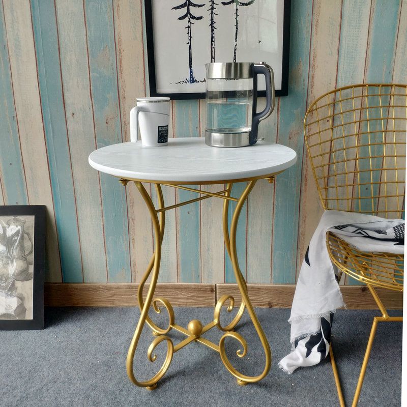 Round Wood X-base Side Table Modern Minimalist End Table for Living Room