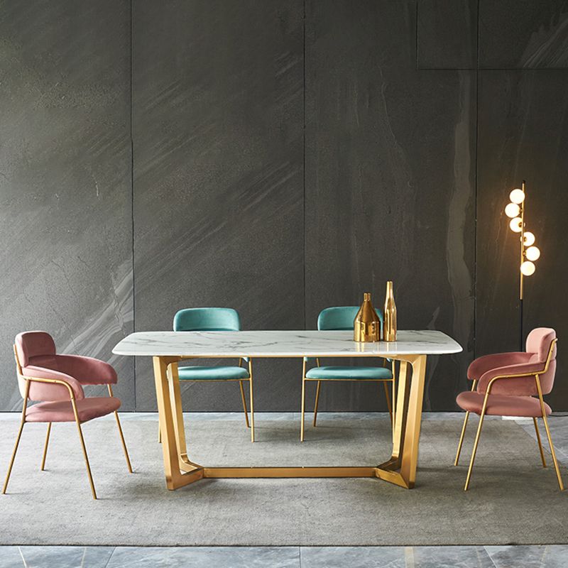 Marble Dining Table Set 1/2/7 Pcs Rectangle Dining Table with Arm Chairs
