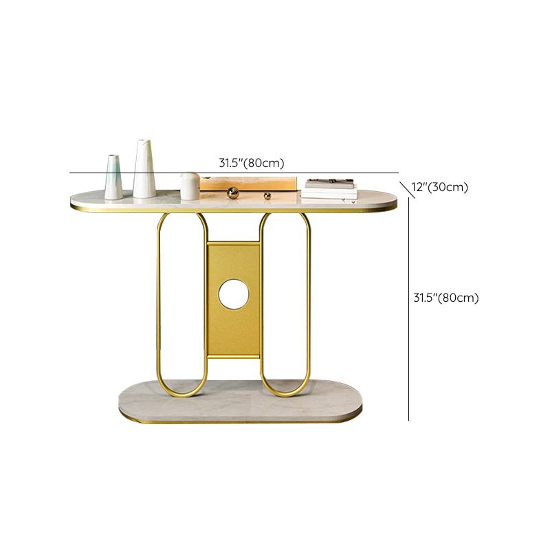 Glam Marble Oval Console Table Gold Frame Console Sofa Table for Hall