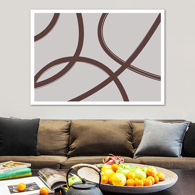 Twisted Lines Canvas Wall Art Minimalism Textured Wall Decor in Brown on Grey for Home