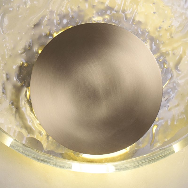 Round Shade Crystal Wall Sconce Modern Style Single Light Wall Mounted Light in Brass