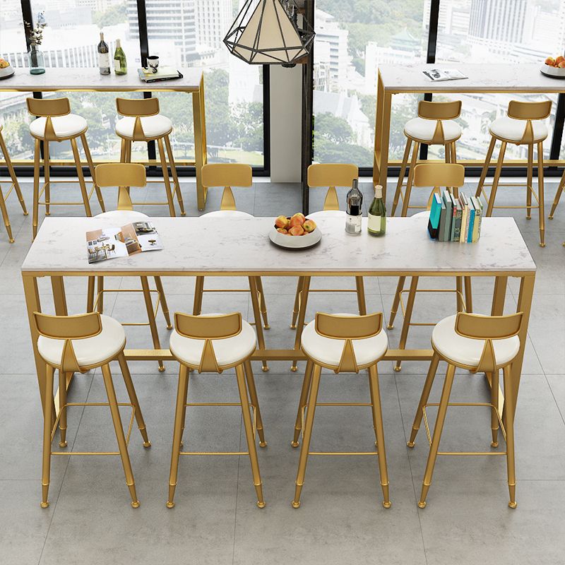 Faux Marble Bar Height Table Modern Style Bistro Table for Living Room