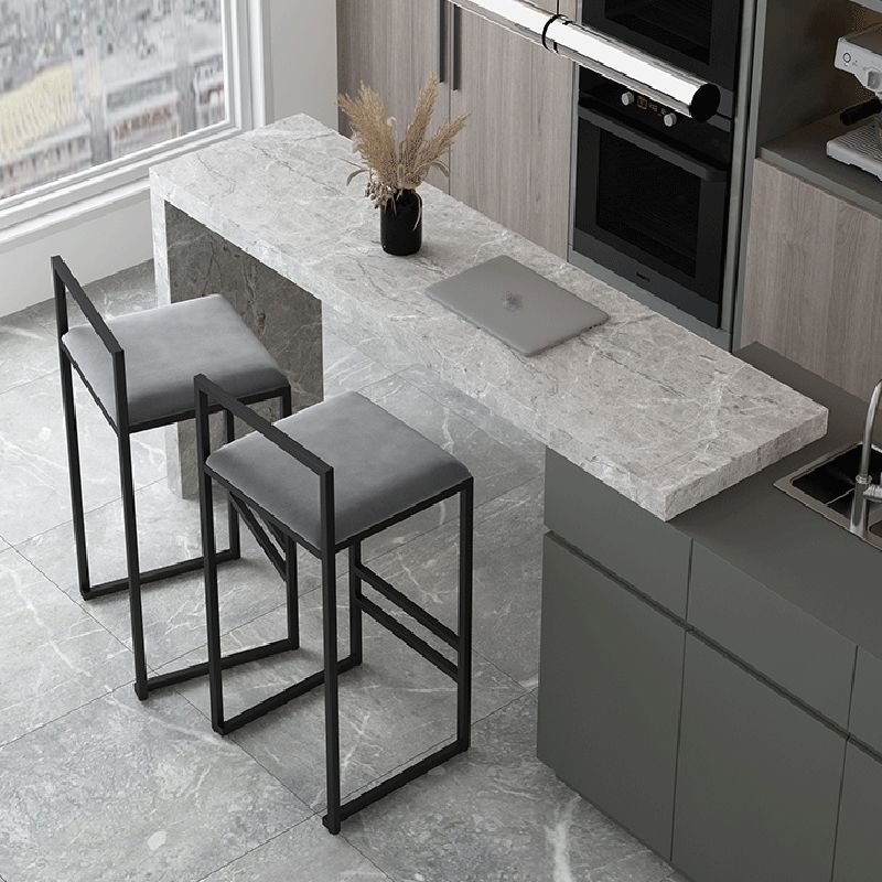 Contemporary Jewelry Shop Footrest Counter Stool Matte Finish Velvet Barstool