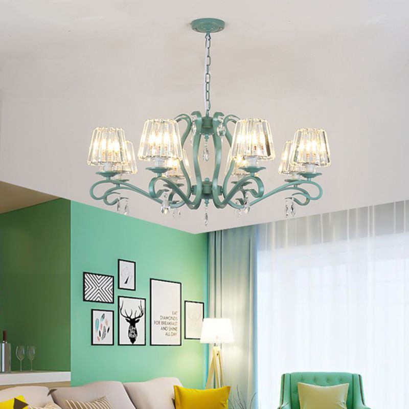 Lampadario in metallo in stile moderno lampadario appeso al lampada a soffitto verde affusolato