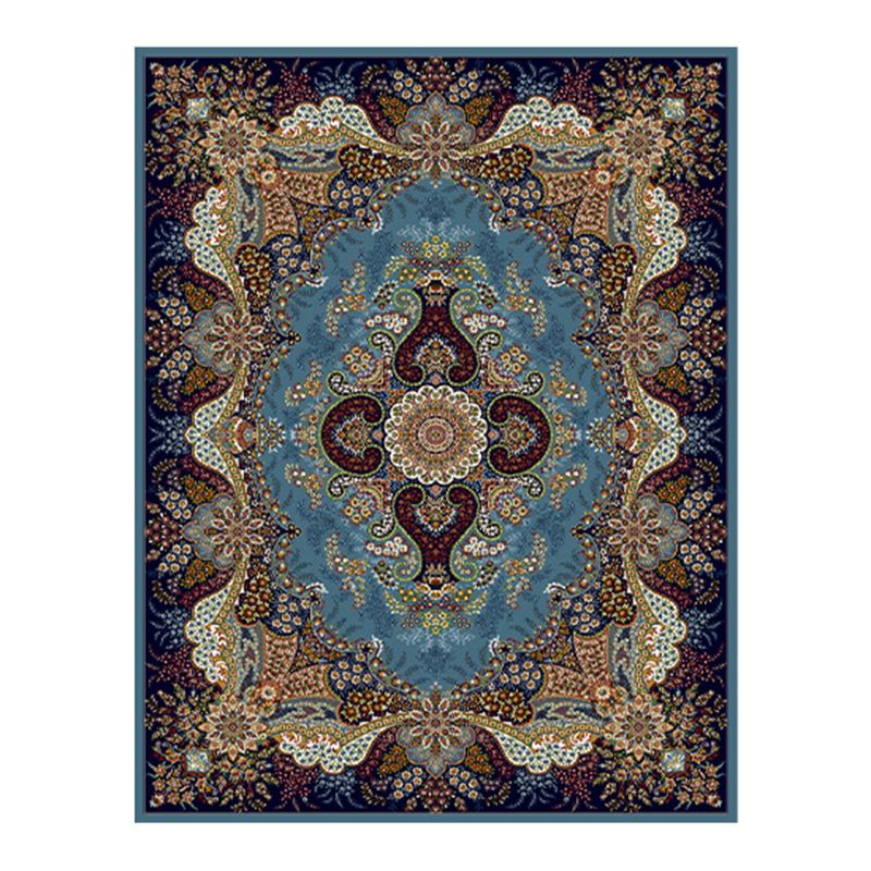 Wine Red Bohemian Rug Polyester Graphic Rug Washable Rug for Living Room