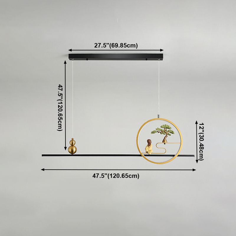 Metal Hanging Pendant Lights 2-Light Modern Linear Hanging Lamps for Tea Room