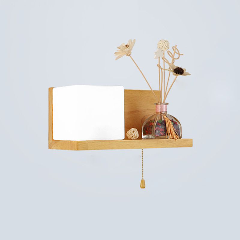 Pronzo a parete singolo in legno in moderna lampada da parete rettangolare in vetro in vetro per spazi interni