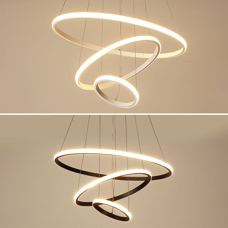 Luce il lampadario del soggiorno acrilico minimalista a ciondolo a led multi-anello Lumo lampadario