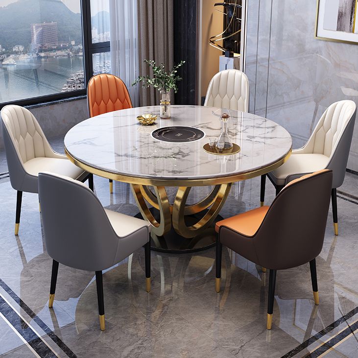Metal Modern Round Indoor Table Sintered Stone Table for Kitchen and Dining Room