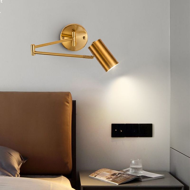 Half Cylinder Shade Swing Arm Wall Lighting Modern Style Metal 1 Light Sconce Lamp