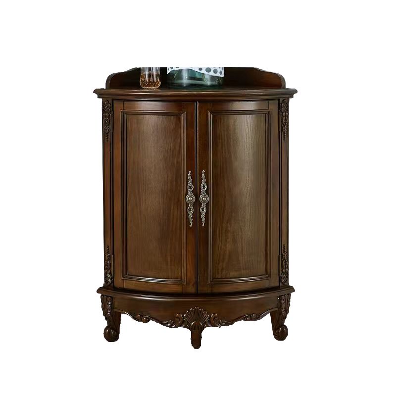 38.58"/47.24" Tall Brown Corner Cabinet , Wooden Storage Cabinet