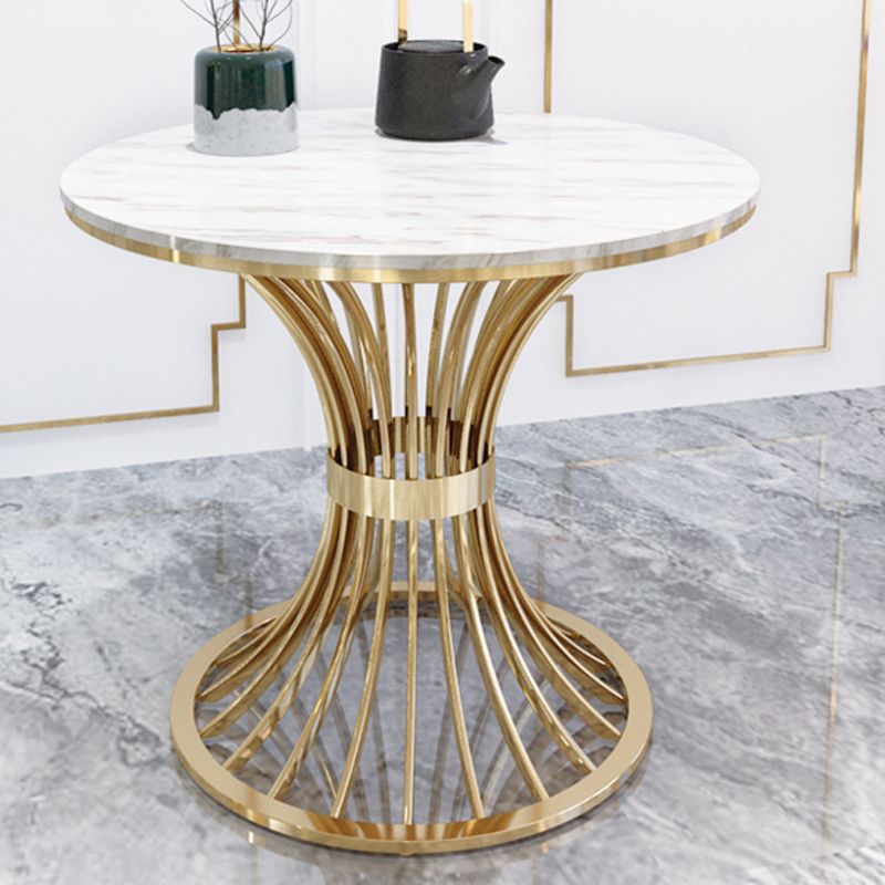 Pedestal Glam Style Dining Table Two-Color Fixed Table of Sintered Stone