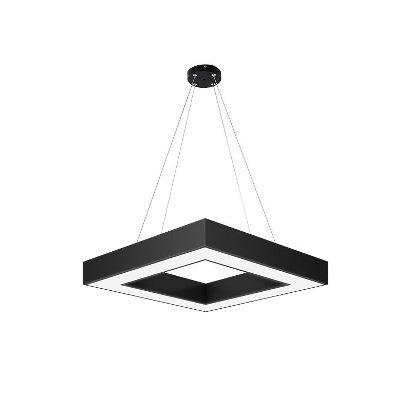Black Finish Square LED Chandelier Nordic Style Acrylic Ceiling Suspension Light