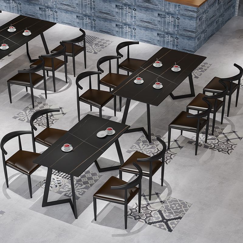 Table de cuisine noire industrielle table de table de cuisine de table de traîneau pour salle à manger