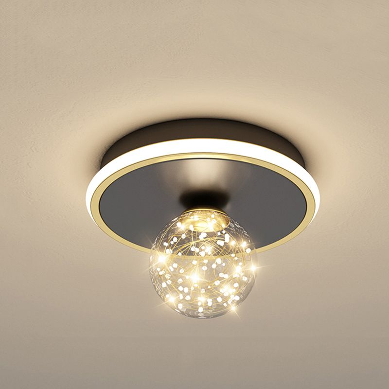 1-Light LED Metal Flush Mount Light New Modern Black Flush Ceiling Light for Hallway