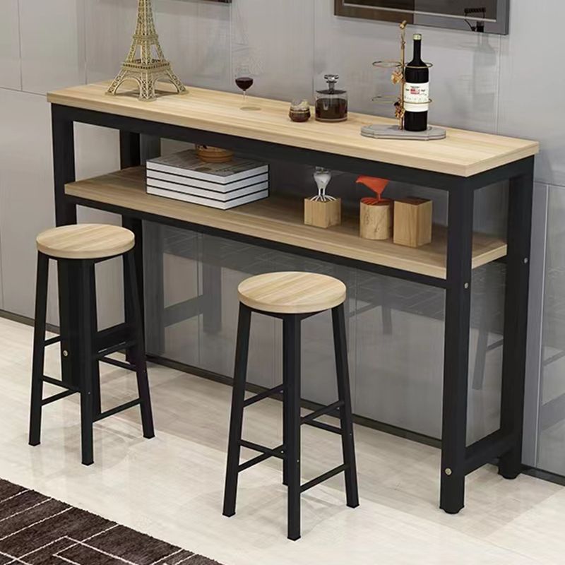 Metal and Wood Rectangular Table Modern Minimalist Home Bar Table