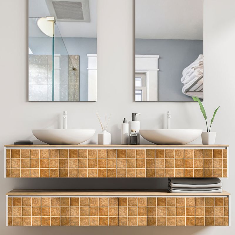 Grey-Yellow Tile Wallpaper Panels Mosaics Modern Self-Adhesive Wall Art for Bathroom