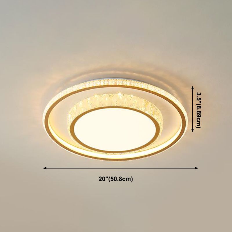 Plafonnier en cristal de forme géométrique, Style moderne en acier inoxydable, 2 lumières encastrées pour chambre à coucher