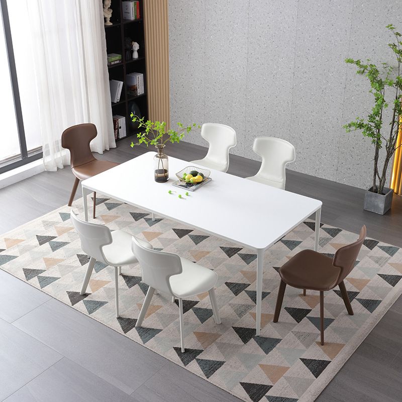 Faux Leather Dining Chairs Contemporary Arm Chairs with Metal Base