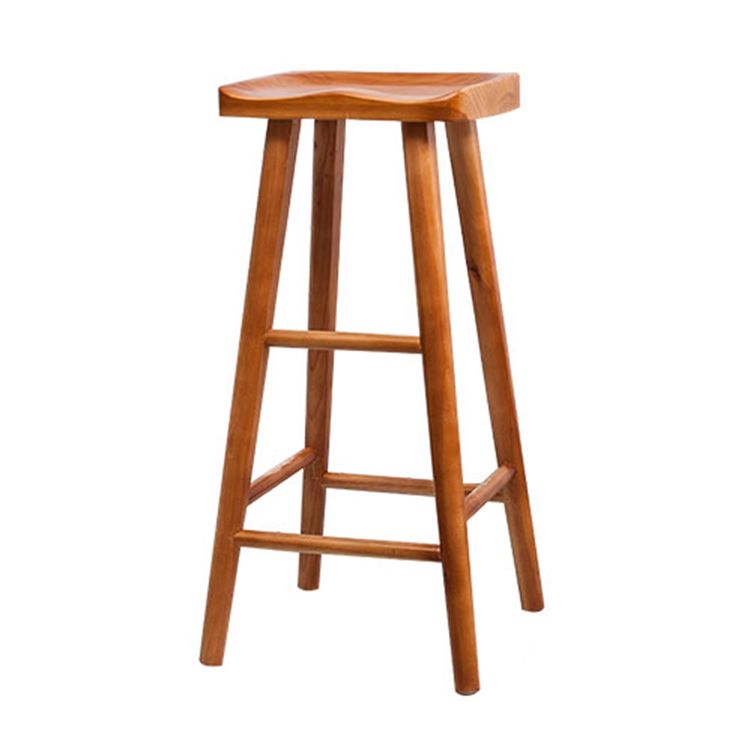 Modern Saddle Seat Counter Bar Stool Solid Wood Footrest Counter Stool