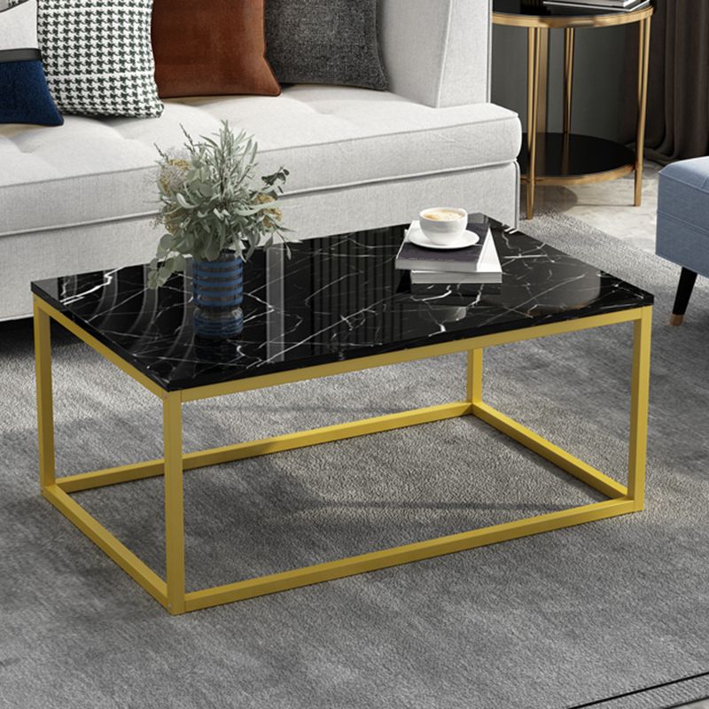 Modern Rectangular Steel Frame Coffee Table Black Cocktail Table